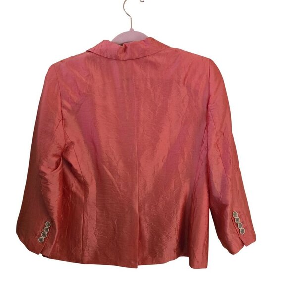 Talbots Orange Crinkle Silk Blend 2 Button Blazer Size 8p - Picture 2 of 5